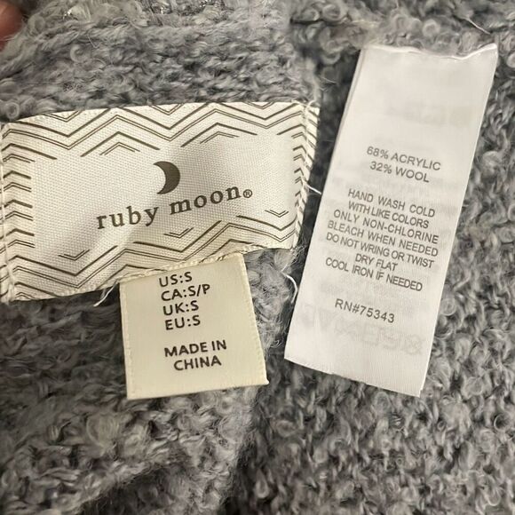 Silver Metallic Painted Wool Blend Longline Open Front Cardigan Sweater S - Picture 8 of 8